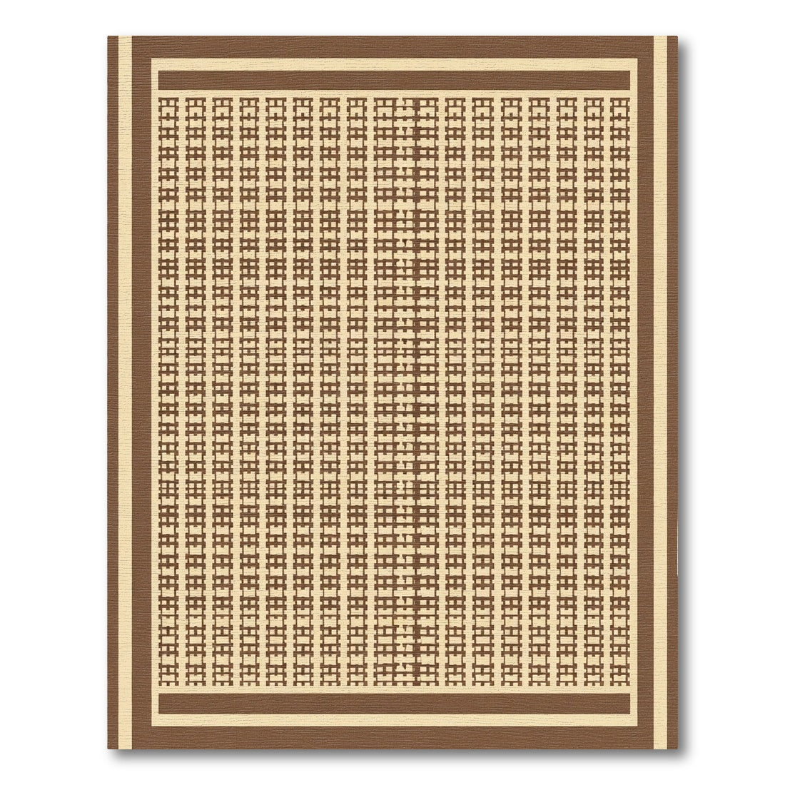 Brown Beige Layered Grid Abstract Rug
