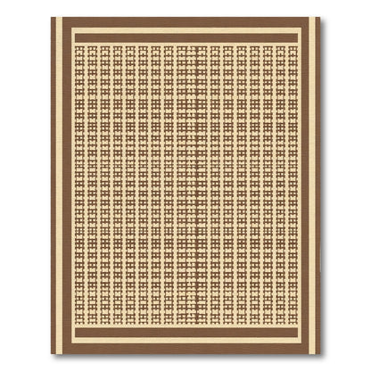 Brown Beige Layered Grid Abstract Rug