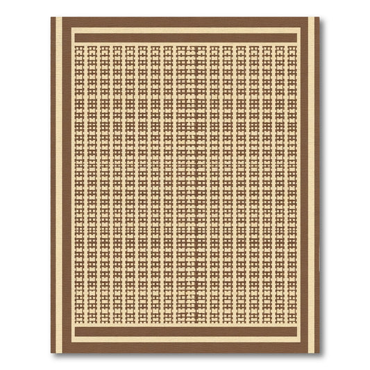 Brown Beige Layered Grid Abstract Rug