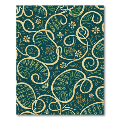 Teal and Gold Floral Scroll Rug