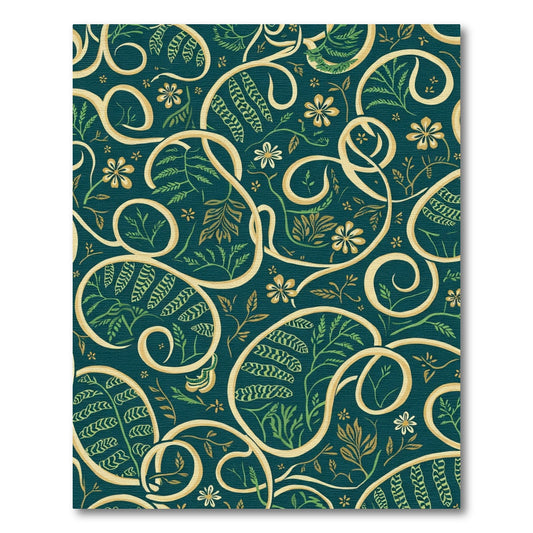 Teal and Gold Floral Scroll Rug