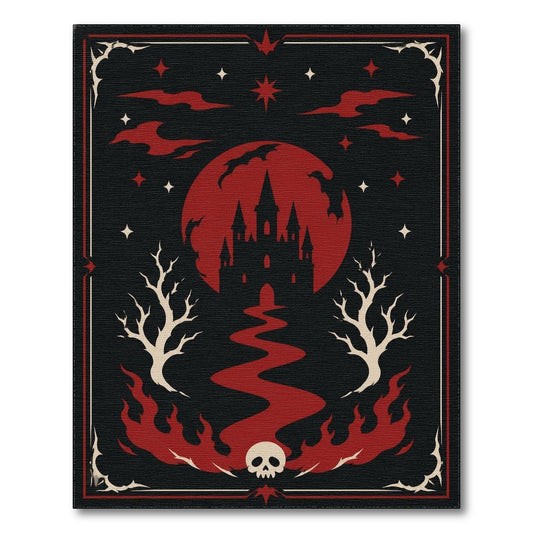 Gothic Red Moon Castle Area Rug