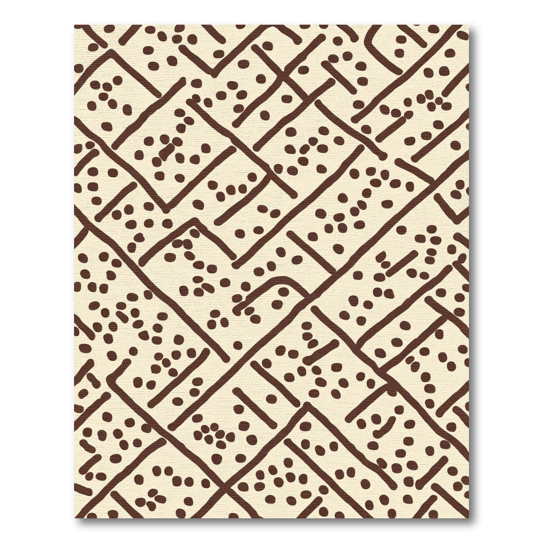 Cream Brown Geometric Dash Dot Rug
