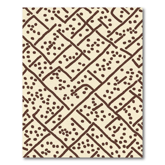 Cream Brown Geometric Dash Dot Rug