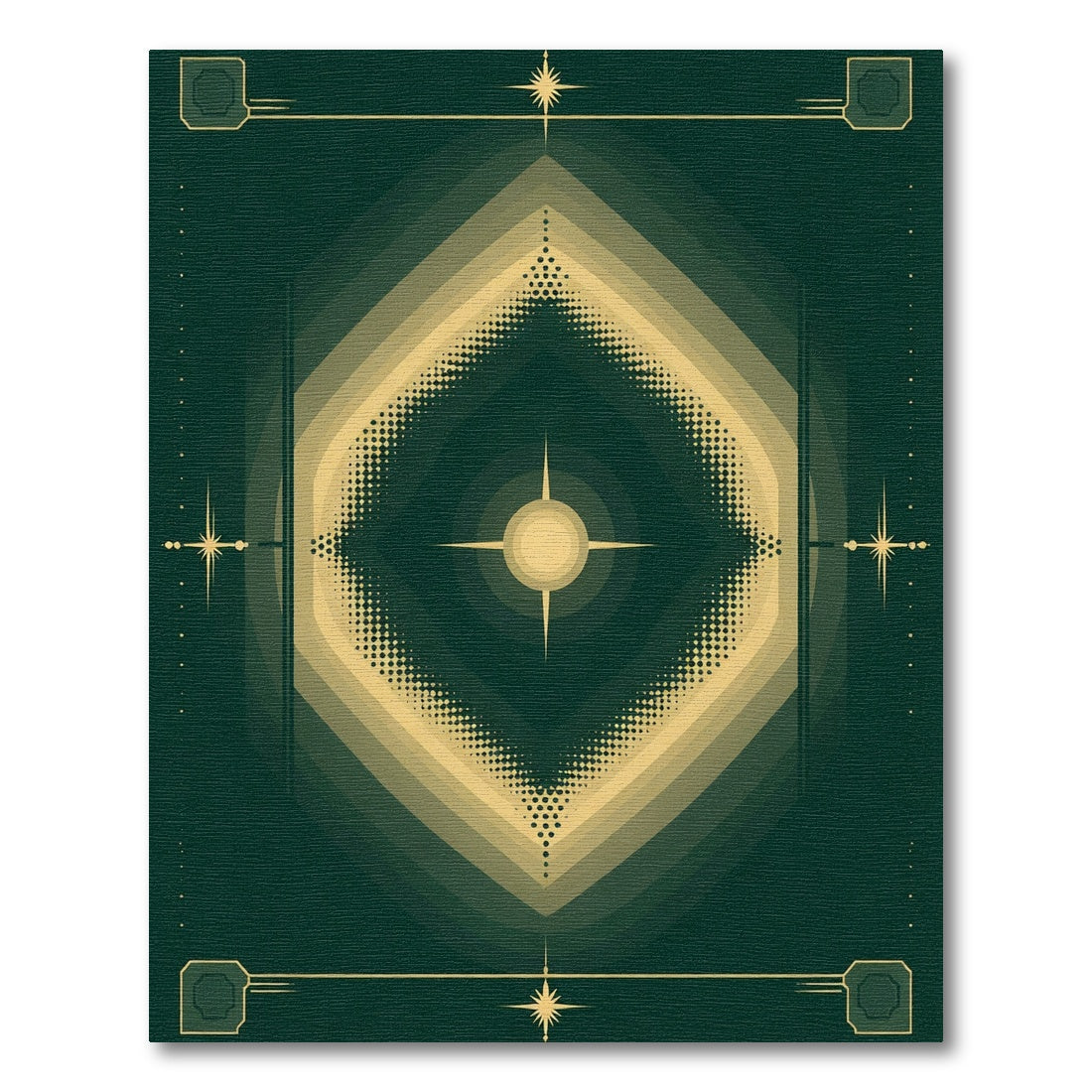 Art Deco Emerald Sunburst Diamond Rug