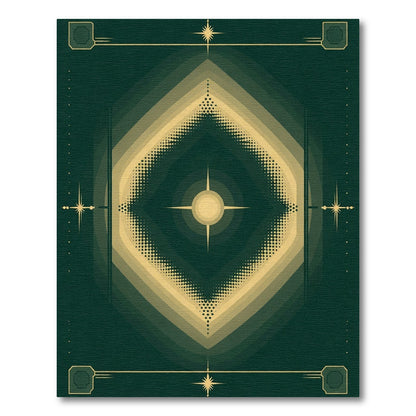 Art Deco Emerald Sunburst Diamond Rug