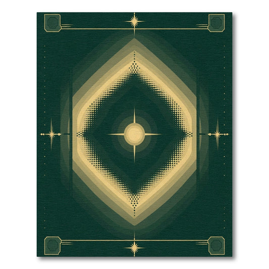 Art Deco Emerald Sunburst Diamond Rug