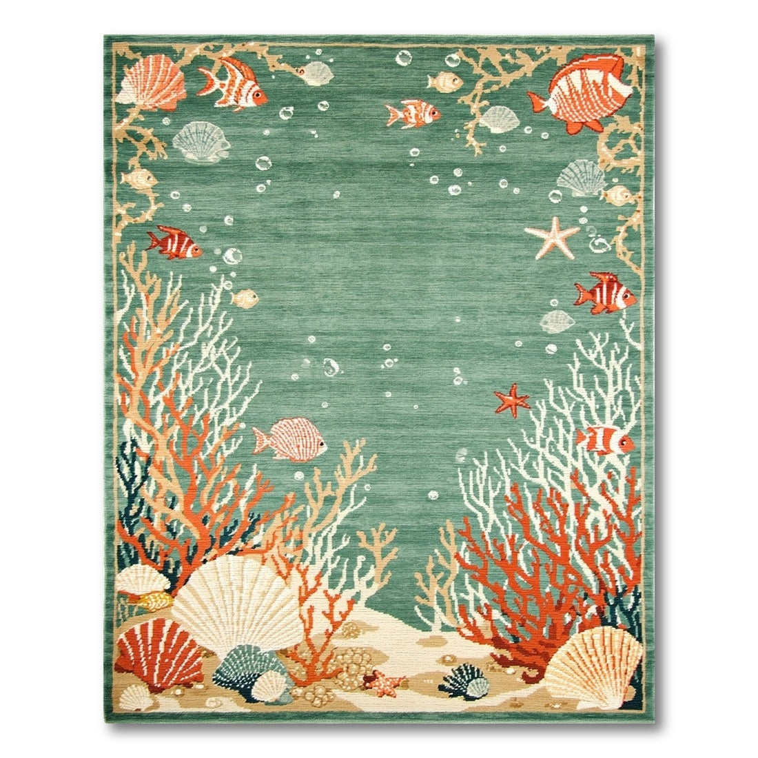 Teal Ocean Reef Washable Area Rug