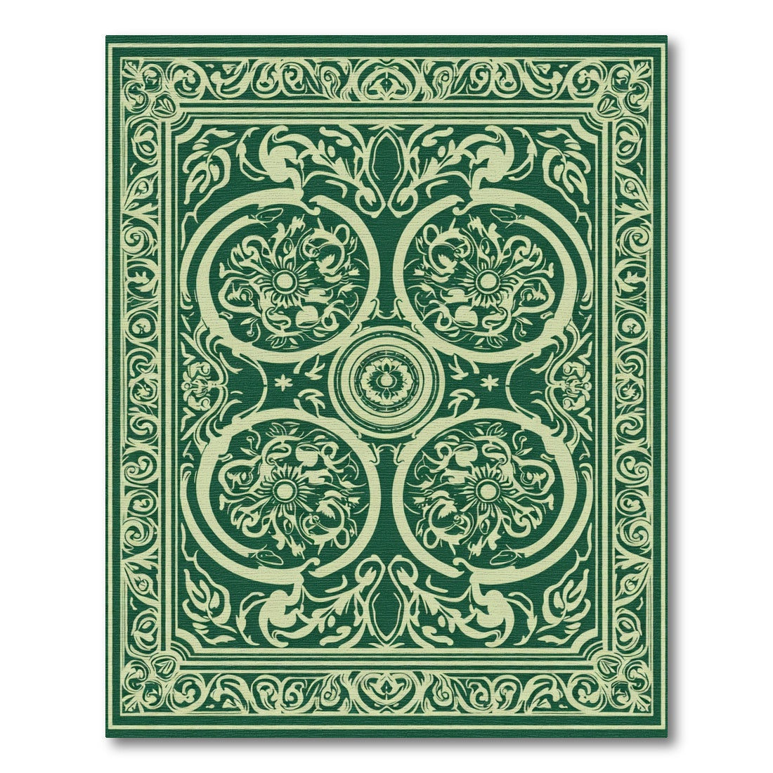 Victorian Emerald Floral Scroll Rug