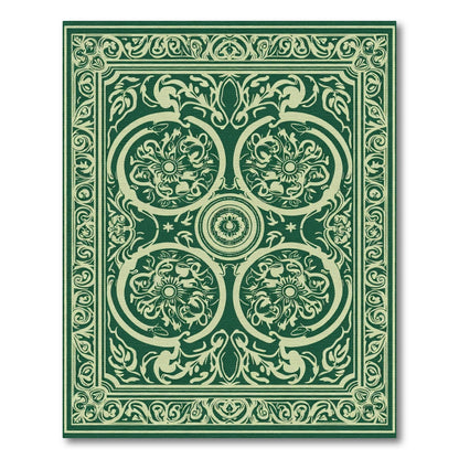 Victorian Emerald Floral Scroll Rug