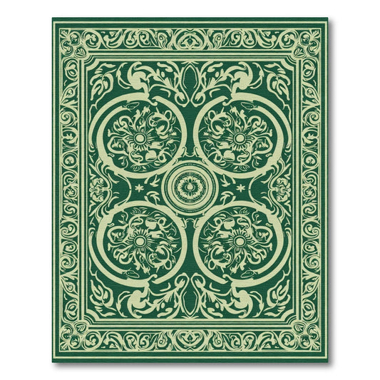Victorian Emerald Floral Scroll Rug