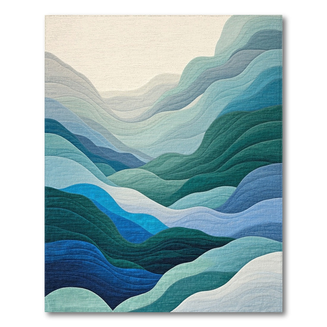 Teal Green Layered Wave Rug