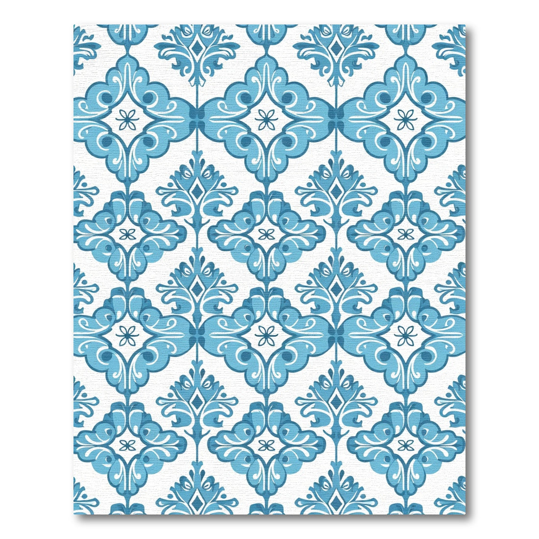 Regal Blue Damask Scroll Rug