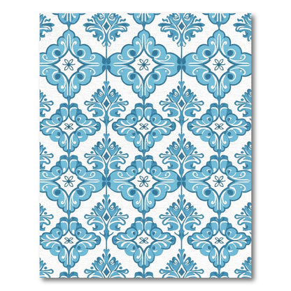 Regal Blue Damask Scroll Rug