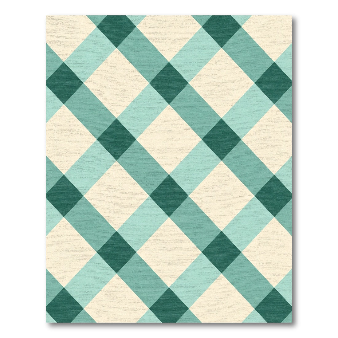 Teal Cream Diagonal Gingham Check Rug
