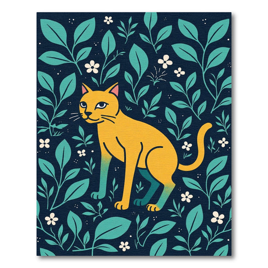 Golden Cat Teal Foliage Meadow Rug