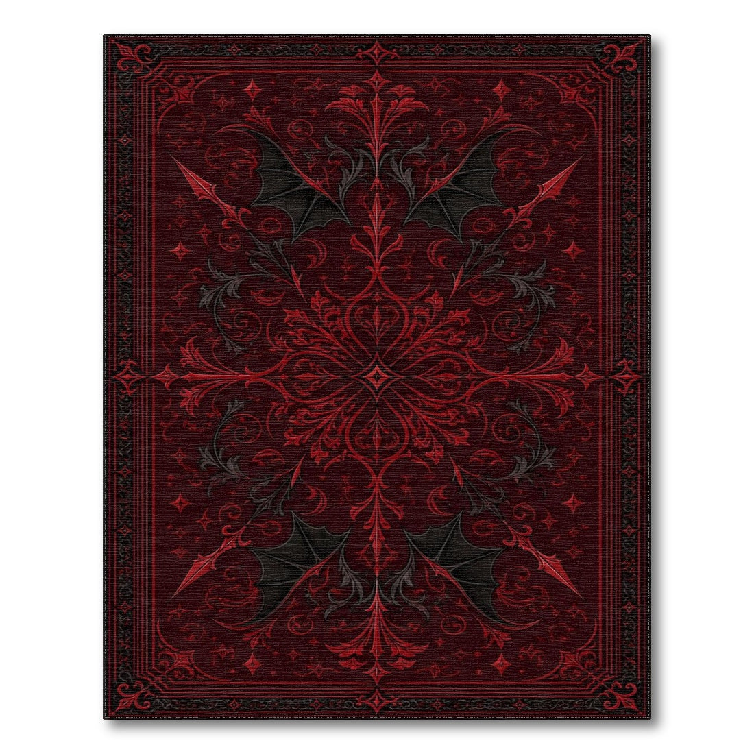 Red Bat Wing Floral Vintage Area Rug