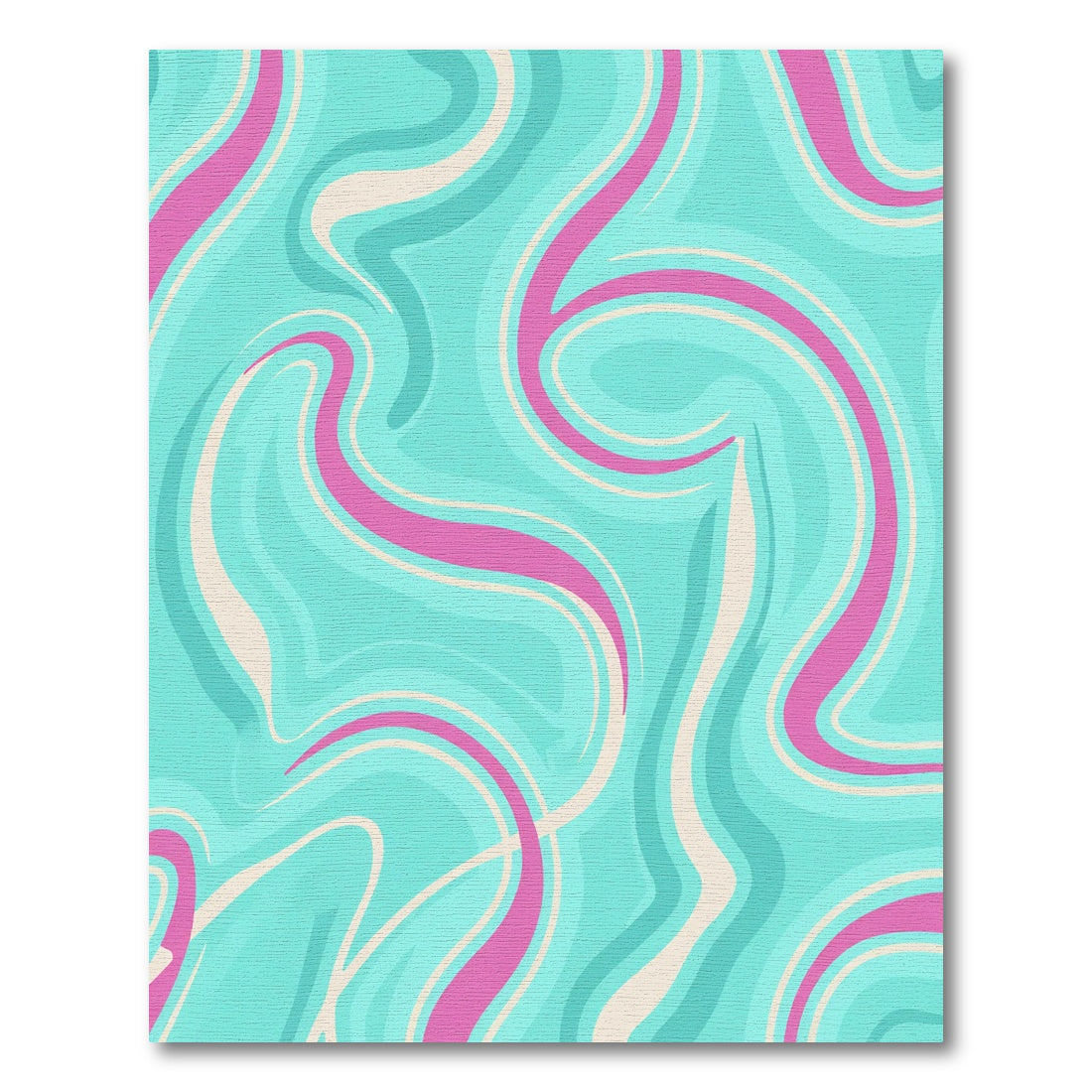 Aqua Pink Cream Swirl Abstraction Rug