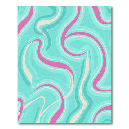 Aqua Pink Cream Swirl Abstraction Rug