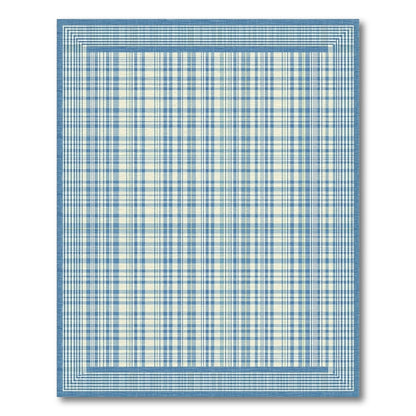 Blue Plaid Bordered Area Rug