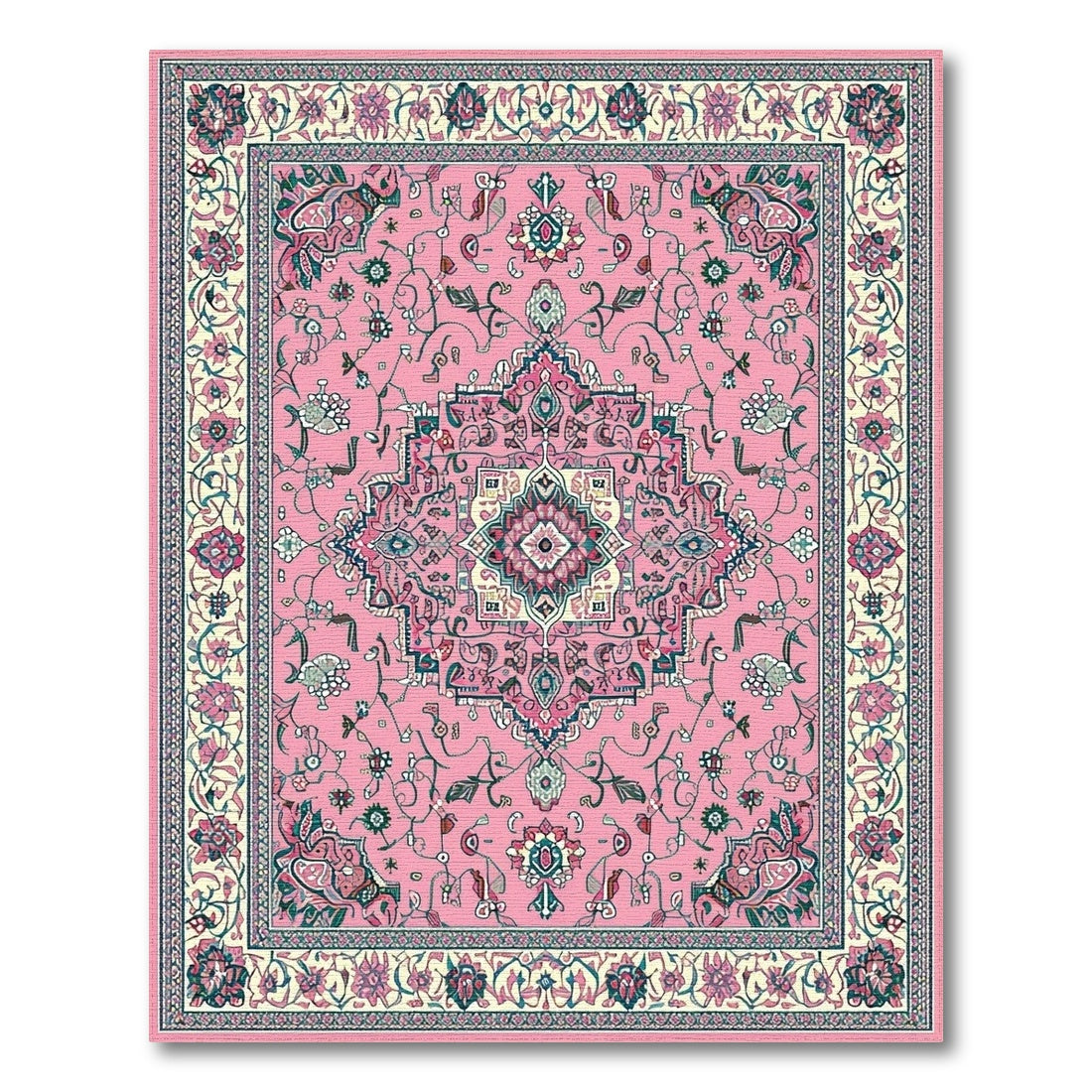 Pink Floral Medallion Vintage No. 8 Area Rug