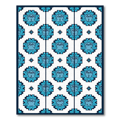 Azure Ornamental Face Repeat Design Rug