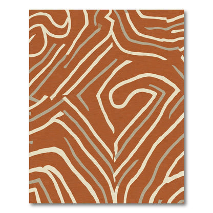 Terracotta Organic Stripe Abstraction Rug