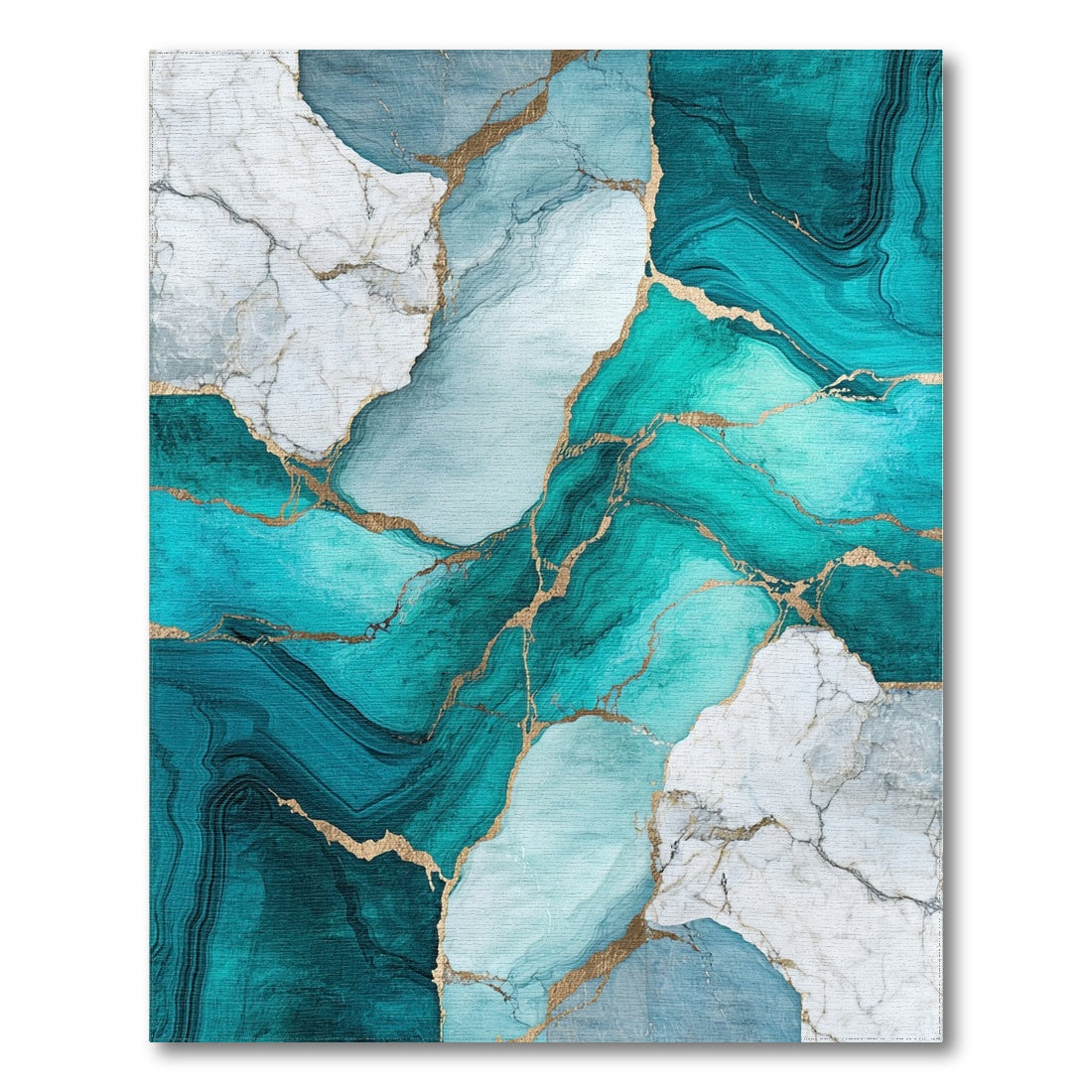 Teal Marble Gold Vein Rug