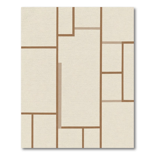 Tan Abstract Geometric Blocks Rug