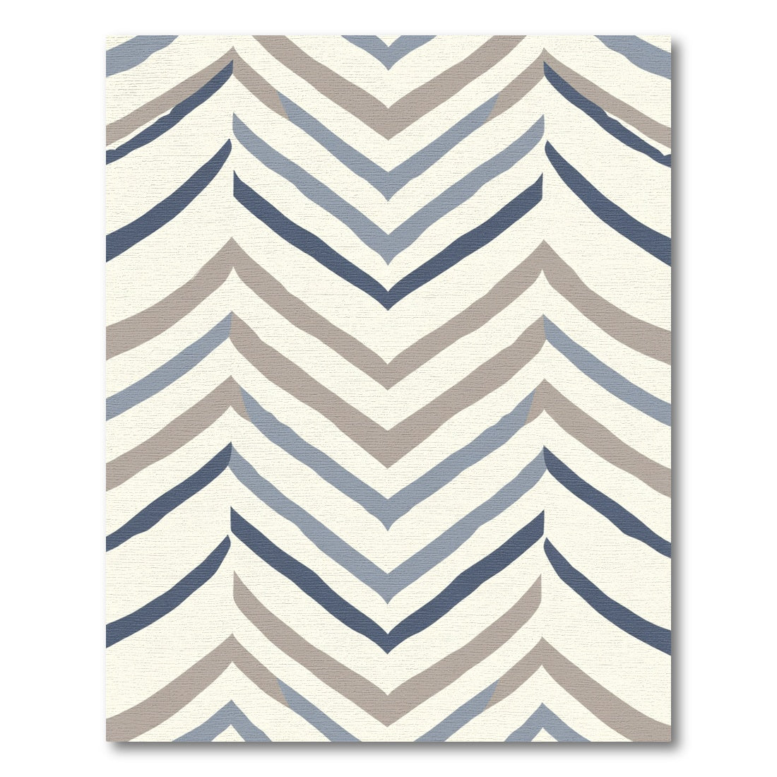 Distressed Blue Taupe Chevron Stripes Rug