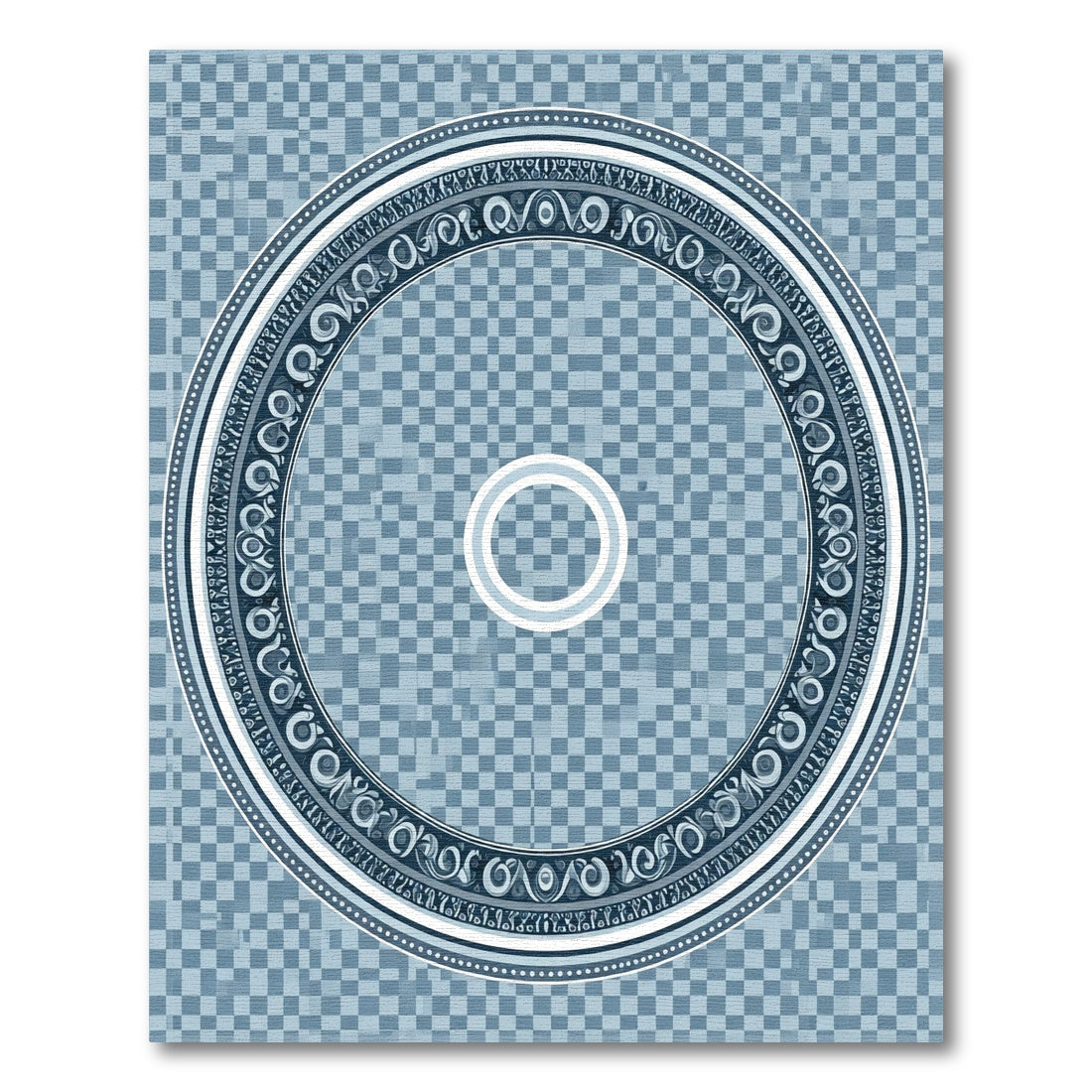 Classic Blue Circular Medallion Rug