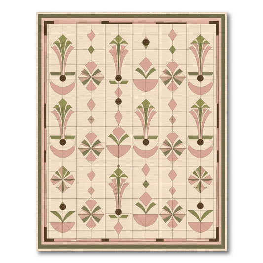 Pink Geometric Fan Area Rug