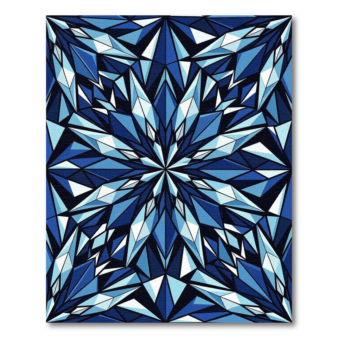 Shattered Blue Geometric Crystal Radiance Rug