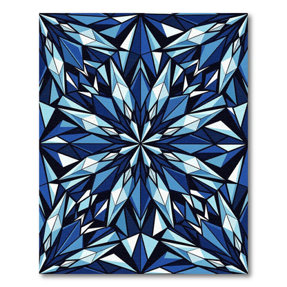 Shattered Blue Geometric Crystal Radiance Rug