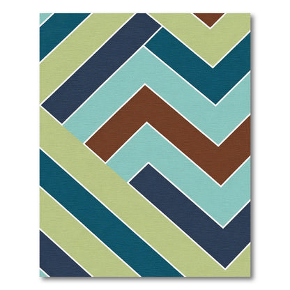 Shifting Chevrons Teal Brown and Green Rug