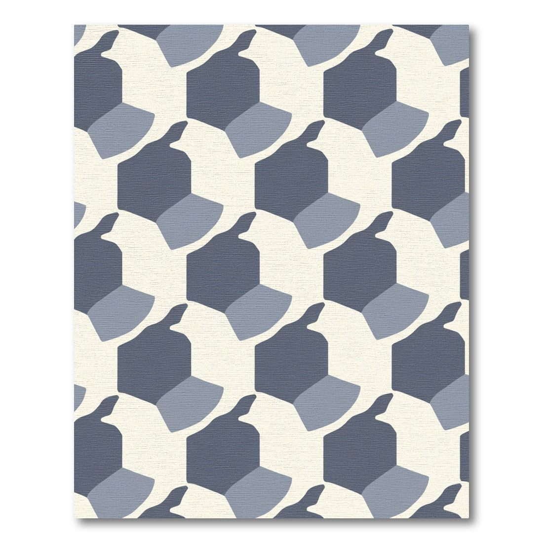 Geometric Blue Hexagon Tessellation Rug