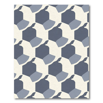 Geometric Blue Hexagon Tessellation Rug