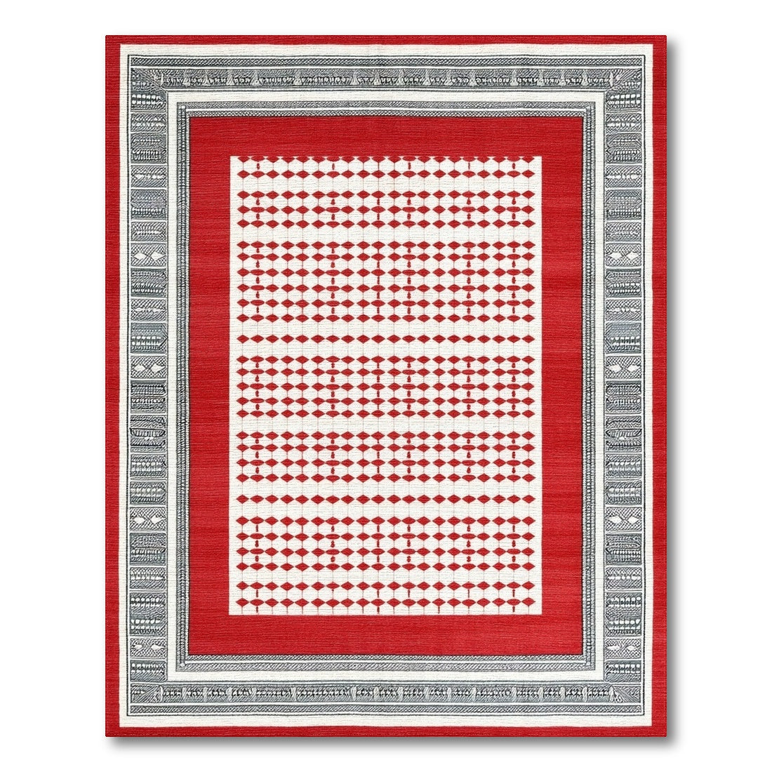 Red Diamond Lattice Area Rug