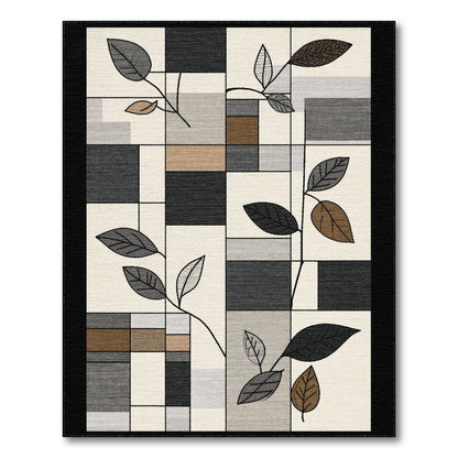Grey Geometric Leaf Area Rug