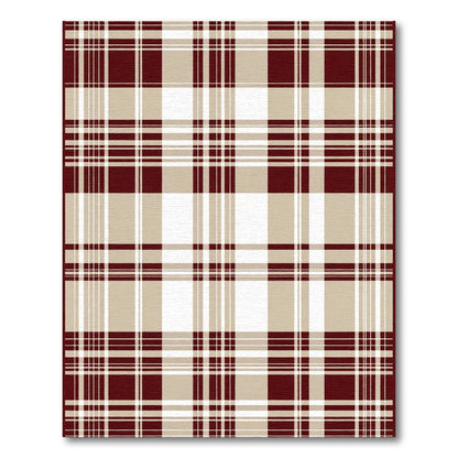 Crimson Tan Plaid Lines Rug