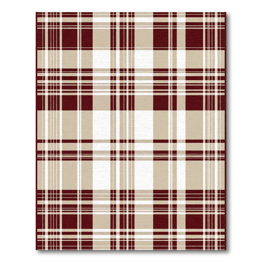 Crimson Tan Plaid Lines Rug