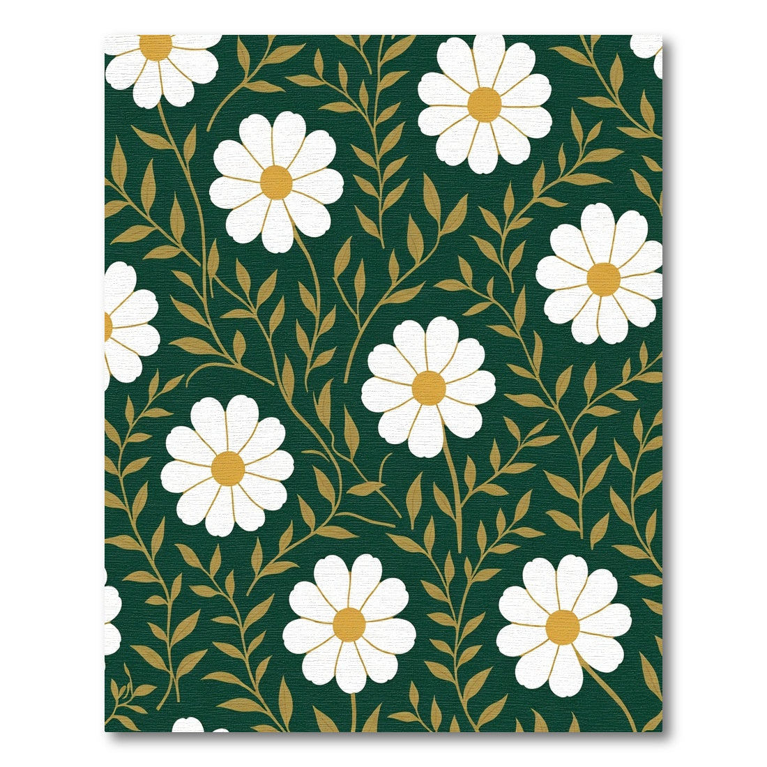 White Daisy Vine Emerald Green Rug