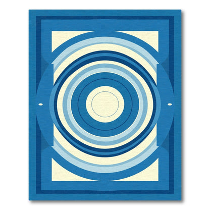 Geometric Blue Concentric Arch Rug