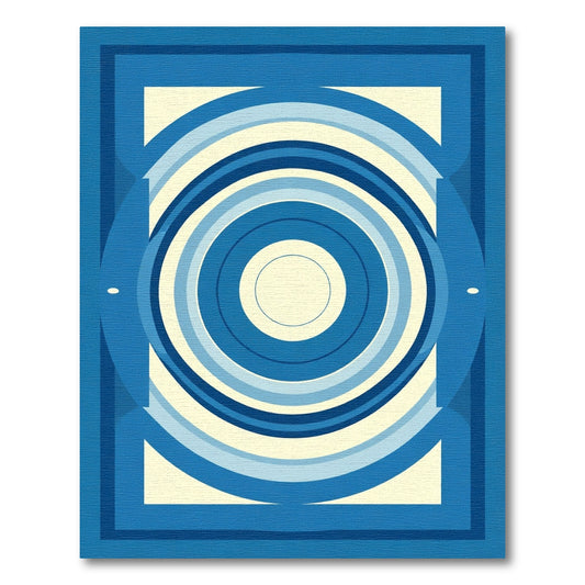 Geometric Blue Concentric Arch Rug