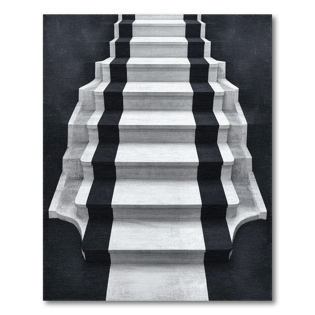 Black White Geometric Staircase Area Rug