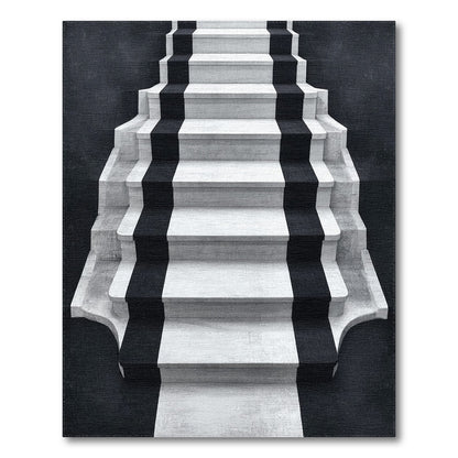 Black White Geometric Staircase Area Rug