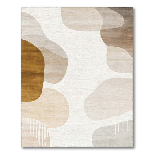 Abstract Beige Brown Organic Area Rug