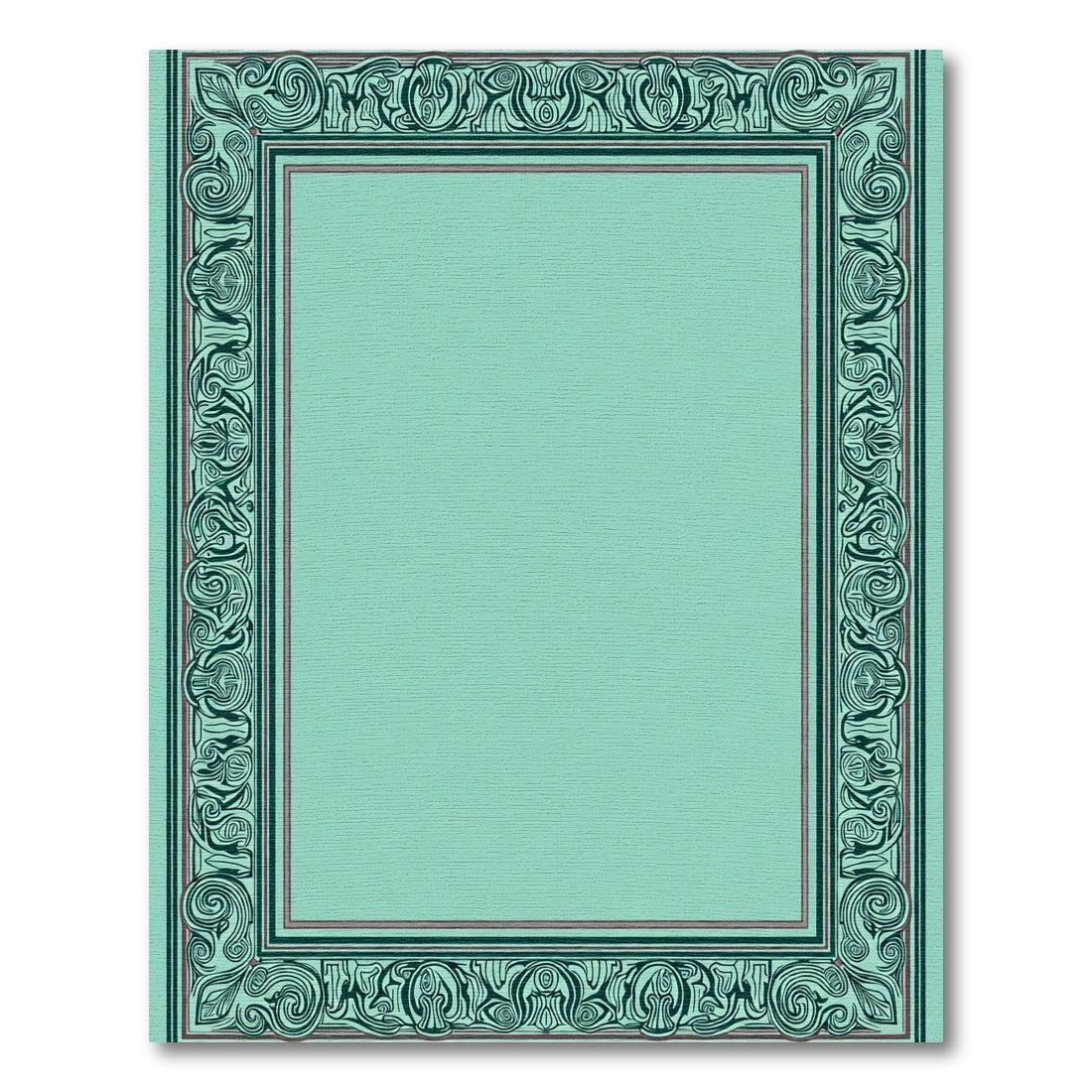 Mint Green Art Nouveau Border Rug