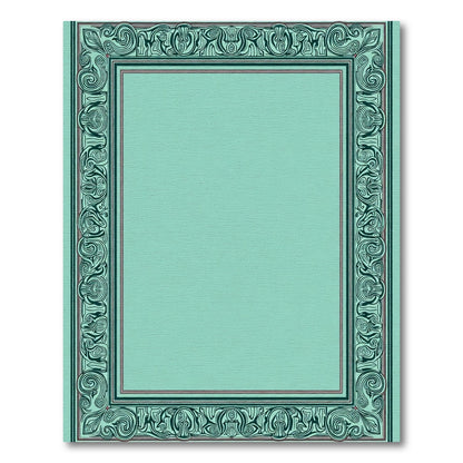 Mint Green Art Nouveau Border Rug
