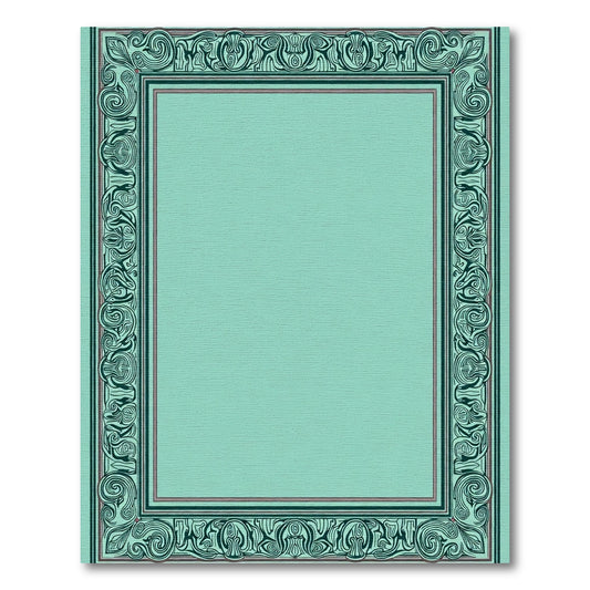 Mint Green Art Nouveau Border Rug